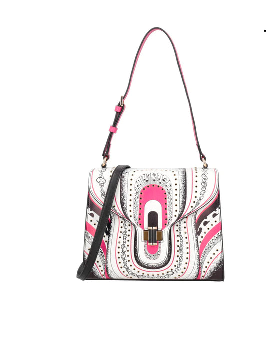 Borsa a spalla Grace con stampa e micro borchie colore multicolor