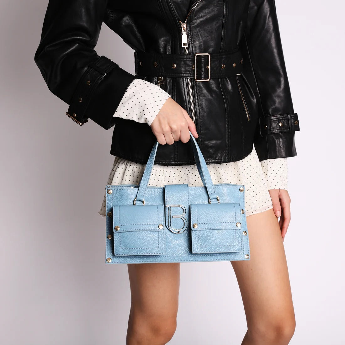 Borsa a mano Elodie con tasche colore azzurro Tosca Blu