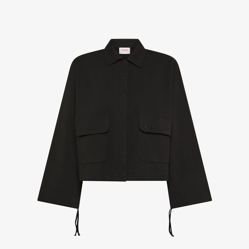 Giacca in piquet di cotone nero Sun68