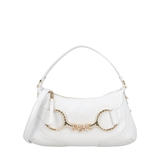 Tracolla Cecilia in pelle con staffa colore bianco Tosca Blu