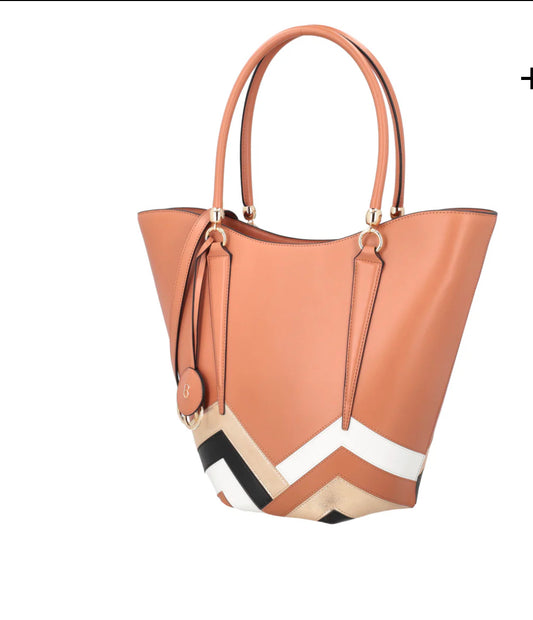 Shopping Athena con patch geometrici in pelle colore multicolor