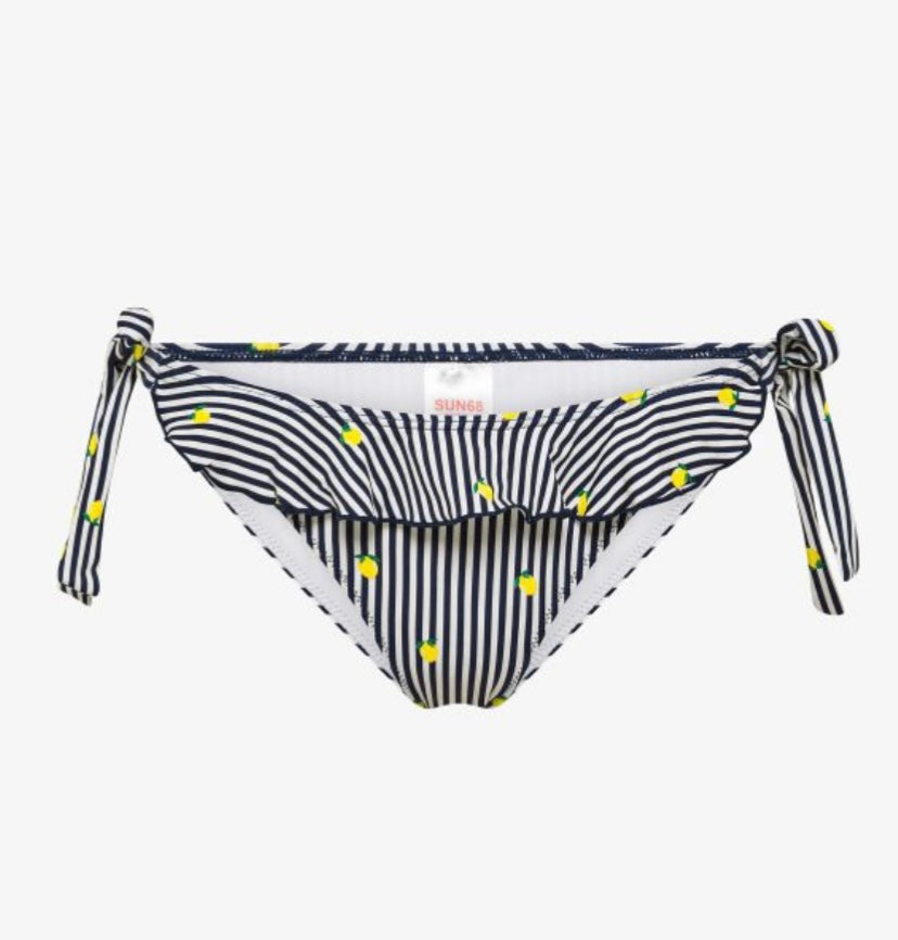 Slip mare con stampa e rouches bianco panna/blu navy Sun68