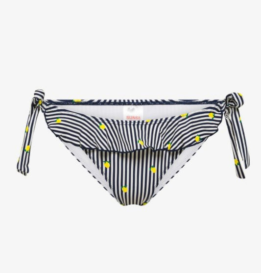 Slip mare con stampa e rouches bianco panna/blu navy Sun68