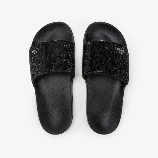 Ciabatte in PU con strass nero sun68