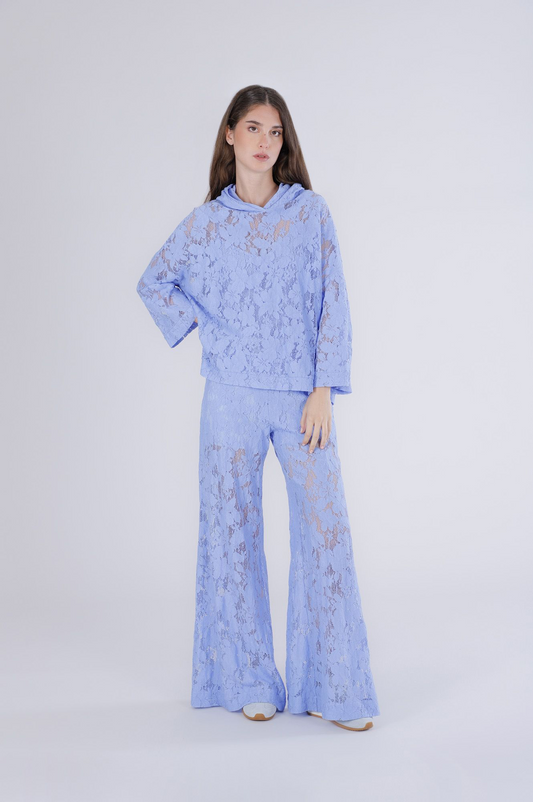 Blusa con cappuccio in pizzo Cafè Noir