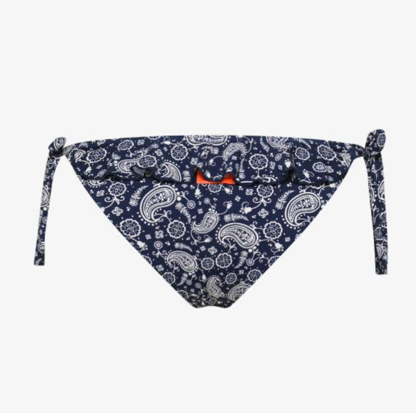 Slip mare con stampa e rouches blu navy/bianco panna Sun68