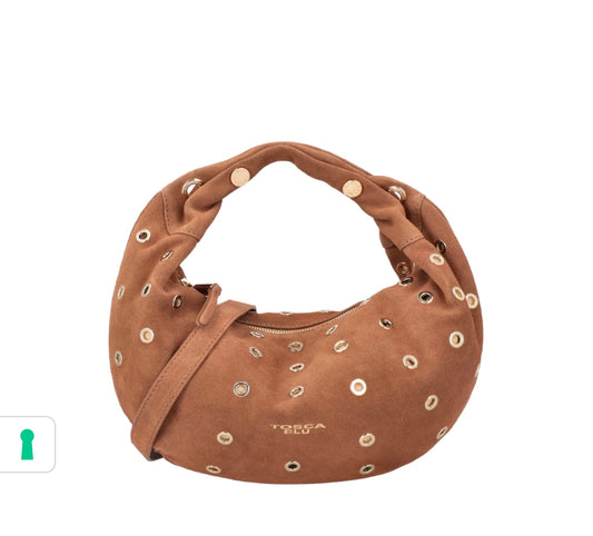 Borsa in suede piccola Dubai colore biscotto