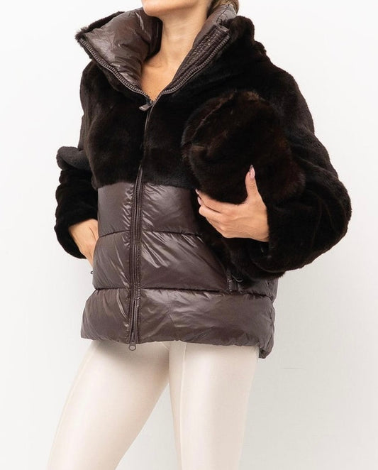 Giubbetto nylon con pelliccia eco Fanevil