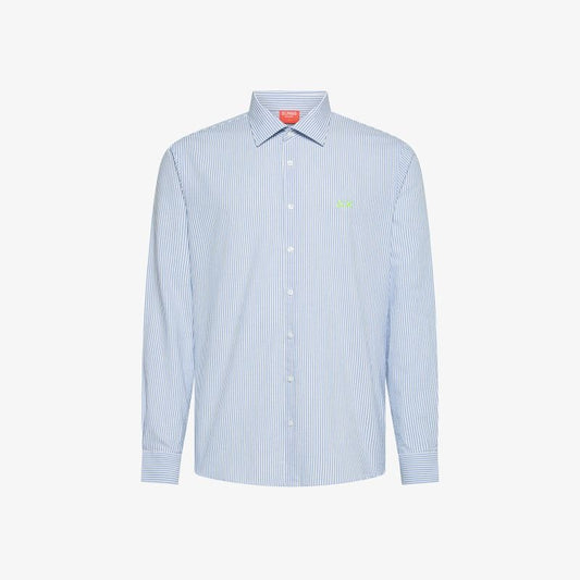 Camicia in cotone a righe azzurro/bianco Sun68