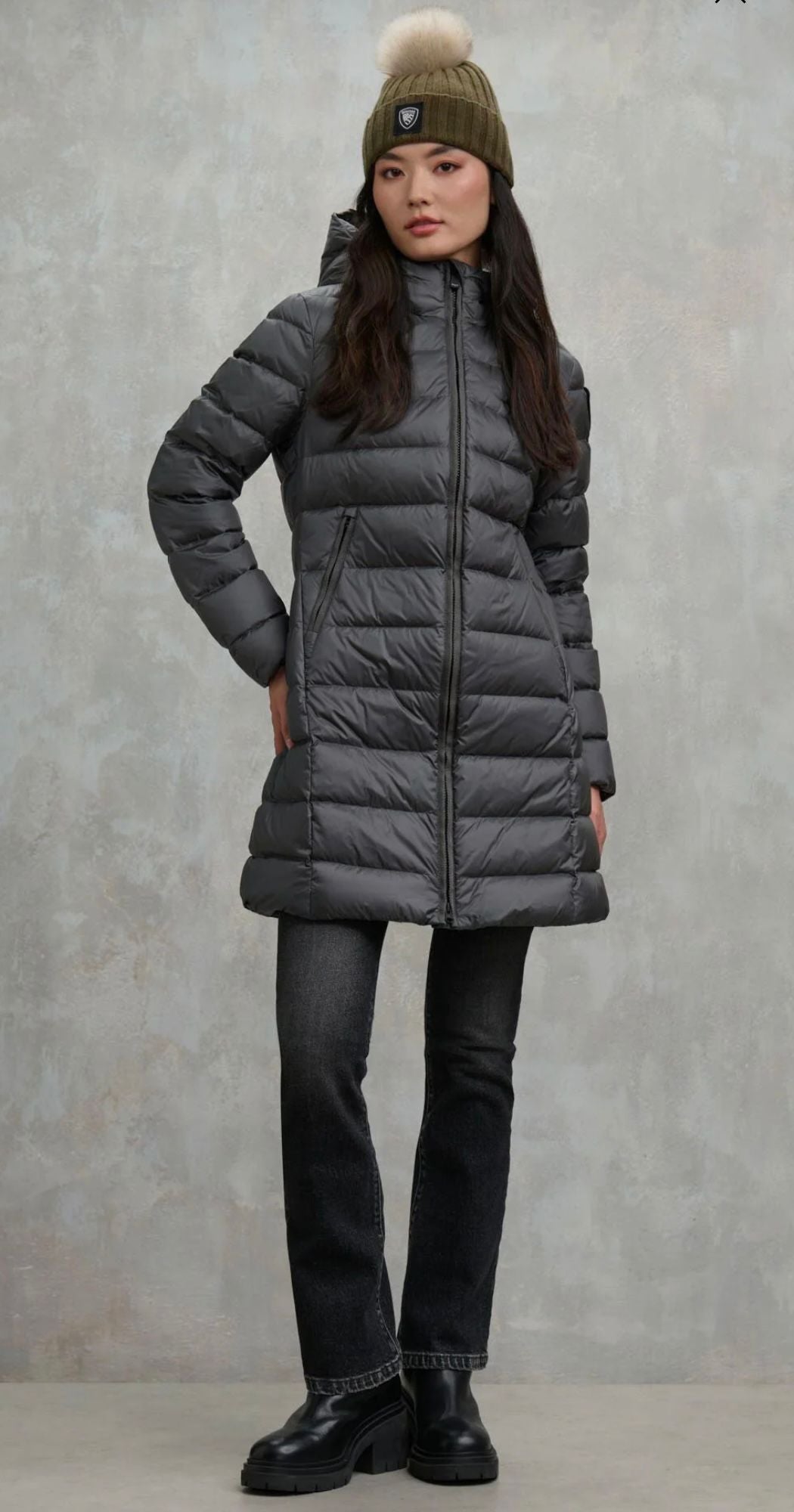 Piumino lungo a righe Agnes Blauer