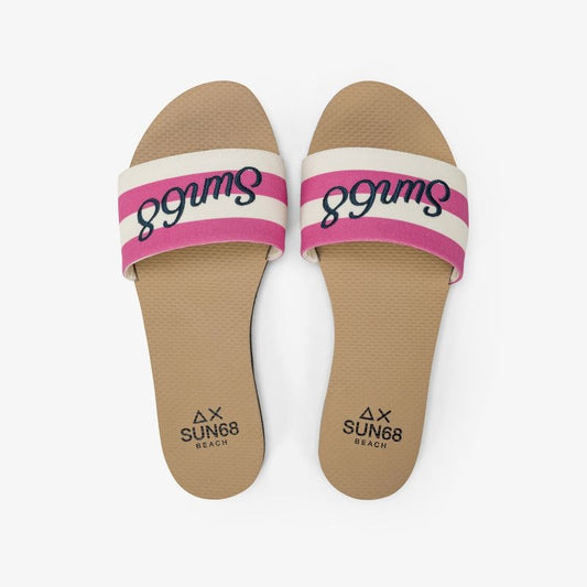 Ciabatte con logo SUN68 bianco panna/fucsia Sun68