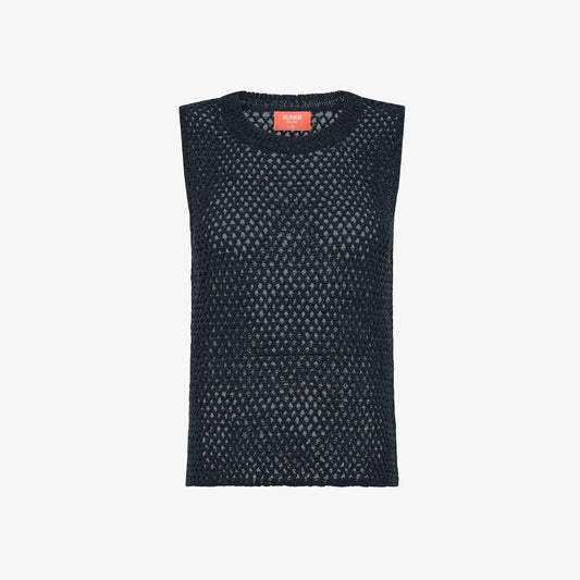 Top in maglia crochet di cotone blu navy sun68