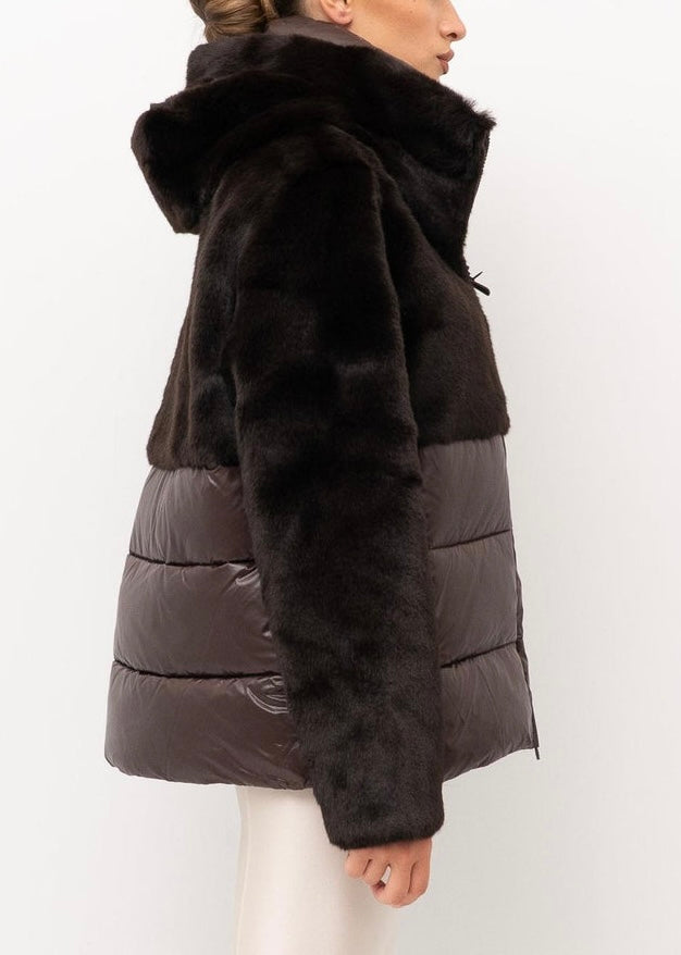 Giubbetto nylon con pelliccia eco Fanevil