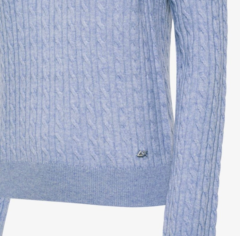 maglia in lana a trecce con scollo a V Sun68