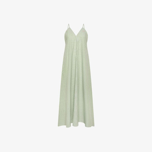 Abito in misto cotone a righe bianco panna/verde scuro Sun68