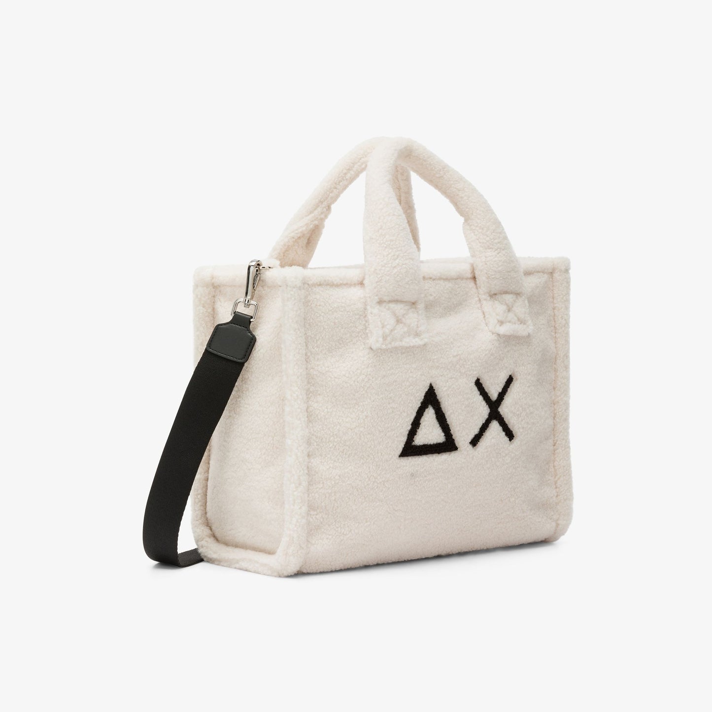 Shopping bag midi Cali in teddy bianco panna