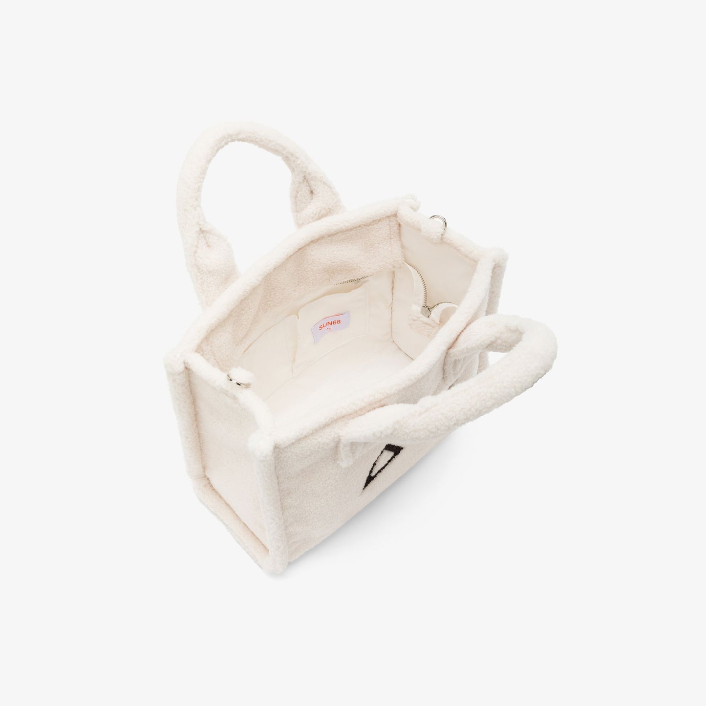 Shopping bag midi Cali in teddy bianco panna