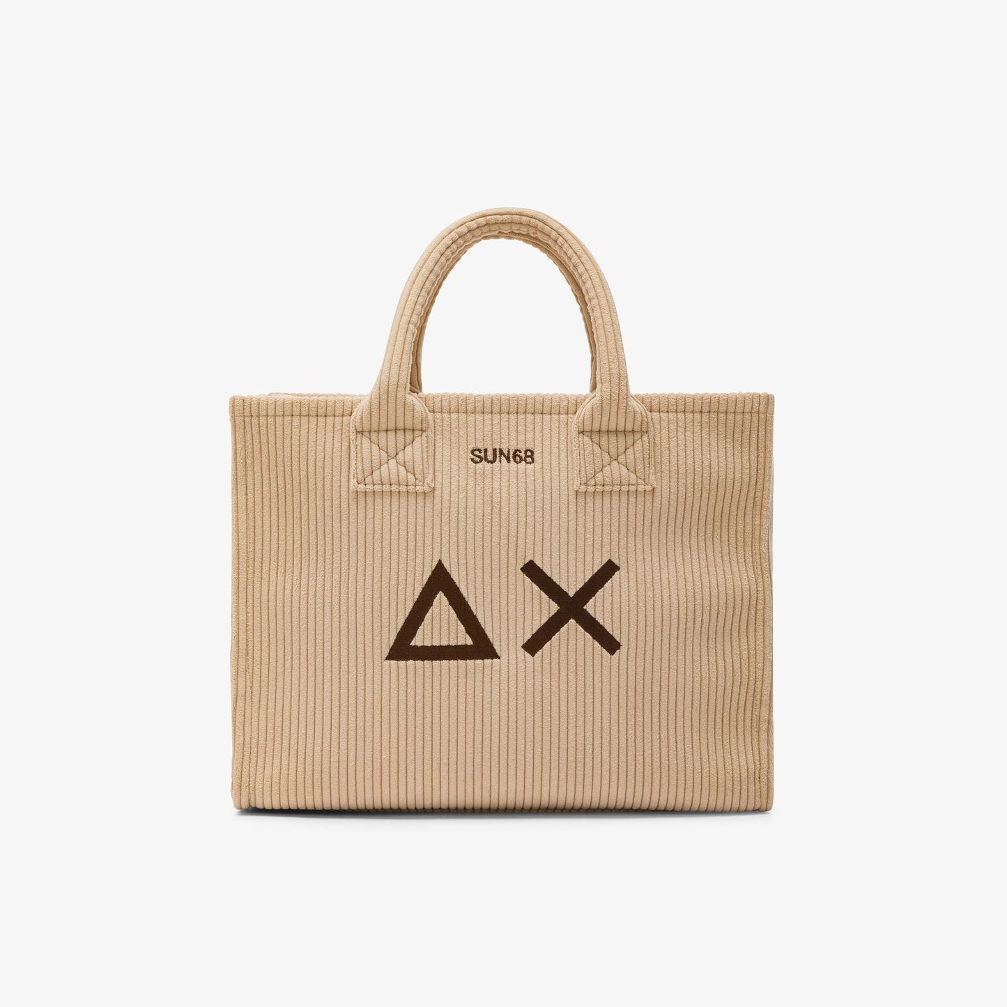 Shopping bag midi Cali in velluto con logo beige