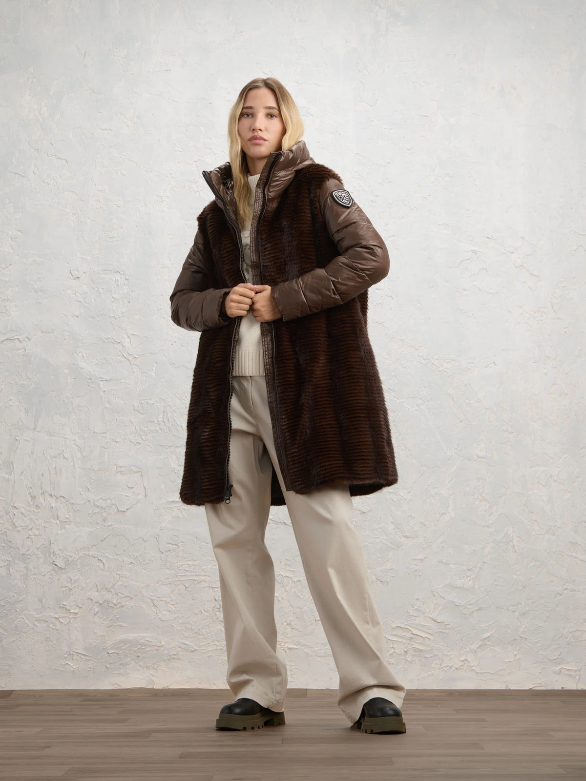 Giubbetto in nylon e pelliccia Aspen