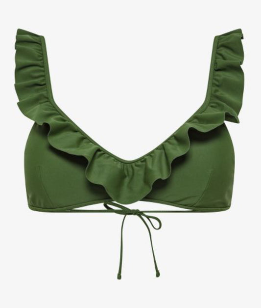 Top mare con rouches verde scuro