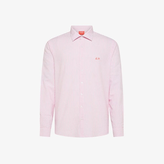 Camicia in cotone a righe rosa/bianco Sun68