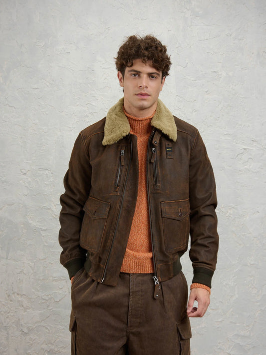 Bomber con collo in pelliccia Cheitons