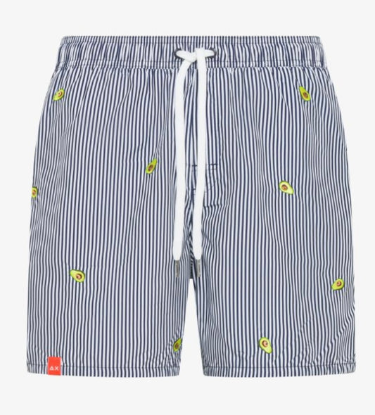 Costume a righe con ricami blu navy/bianco Sun68