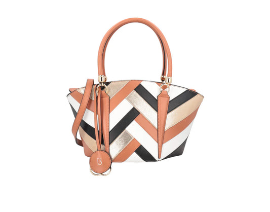 Borsa a mano Athena in pelle con patch colore multicolor Tosca Blu