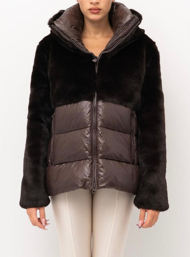 Giubbetto nylon con pelliccia eco Fanevil