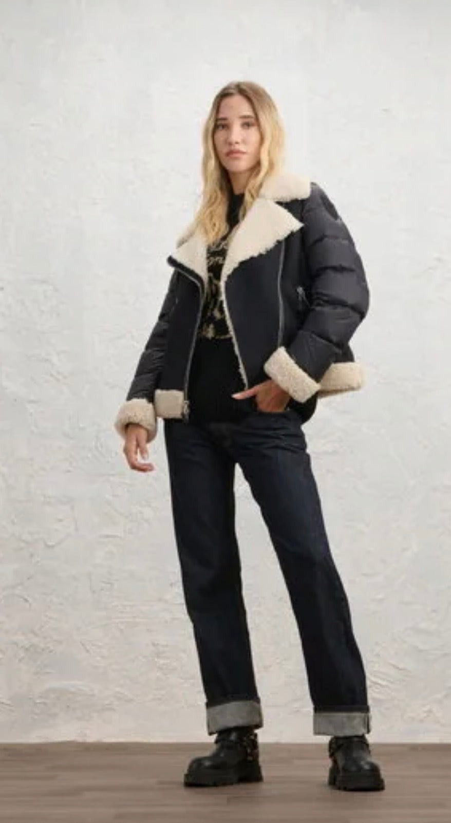 CANDOR BIKER JACKET SHEEPSKIN AND NYLON