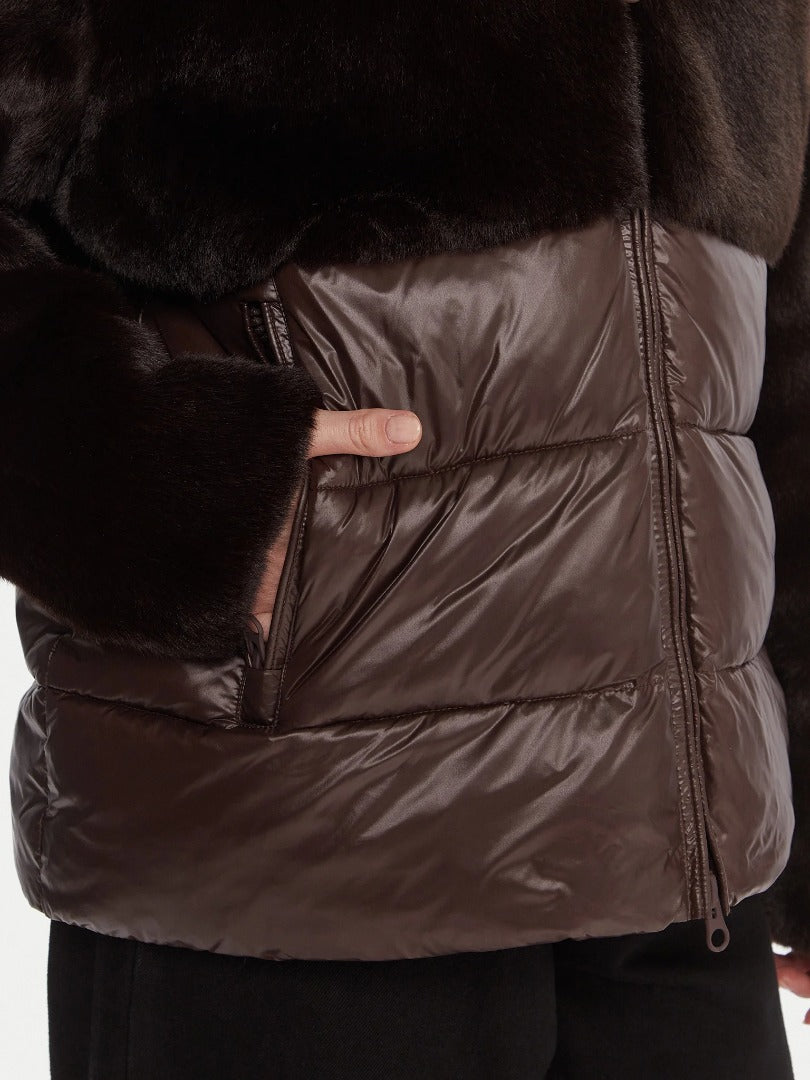 Giubbetto nylon con pelliccia eco Fanevil