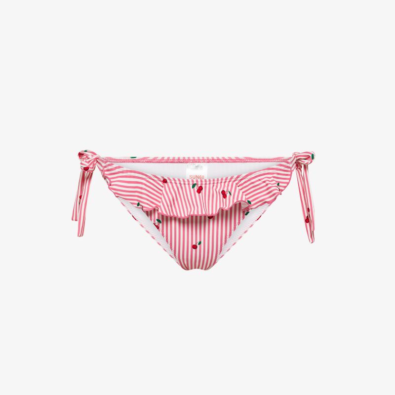 Slip mare con stampa e rouches bianco panna/fucsia Sun68