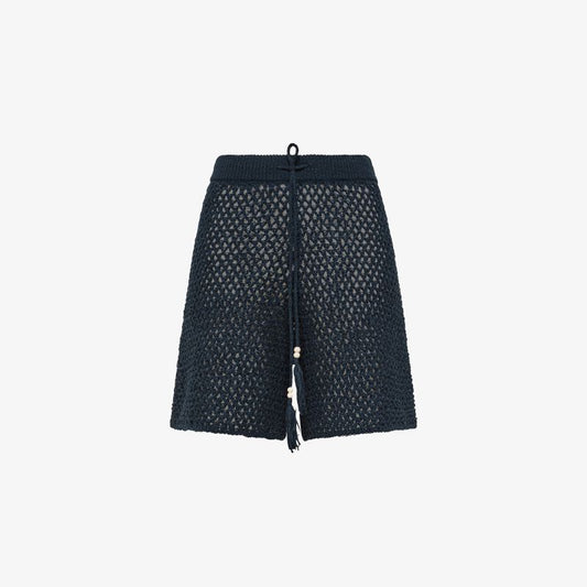 Shorts in maglia crochet di cotone blu navy Sun68