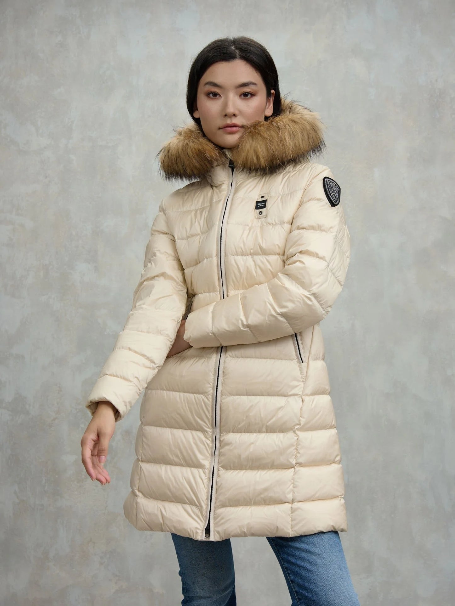 Piumino lungo con pelliccia Kristin