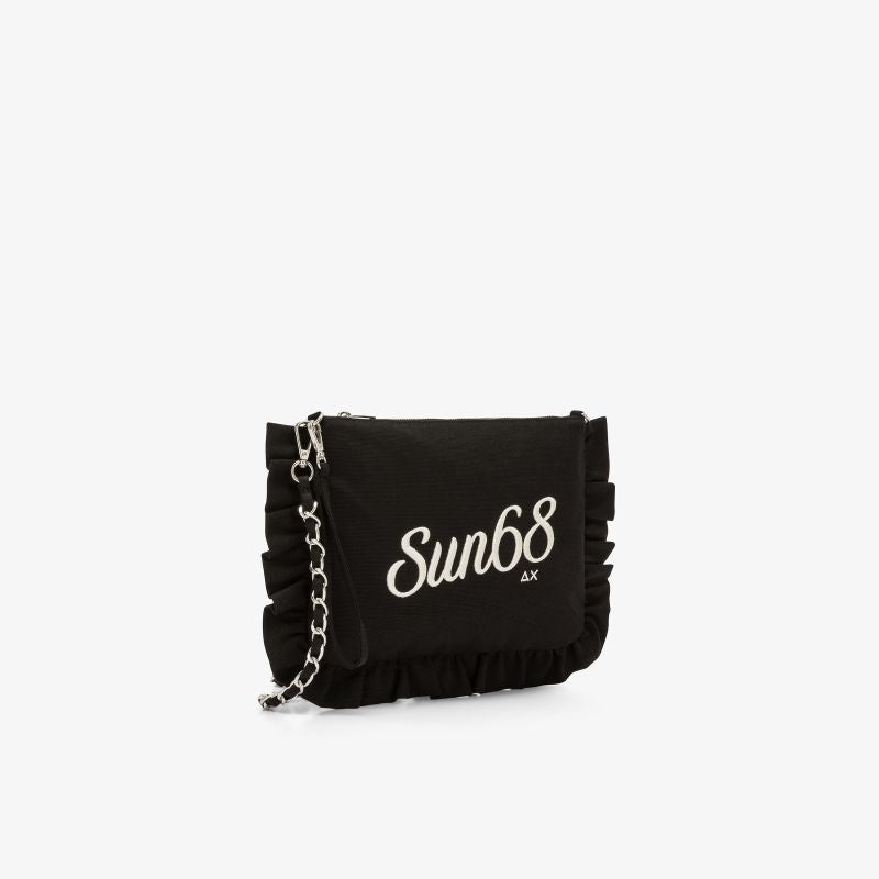 Pochette in tela di cotone con rouches nero Sun68