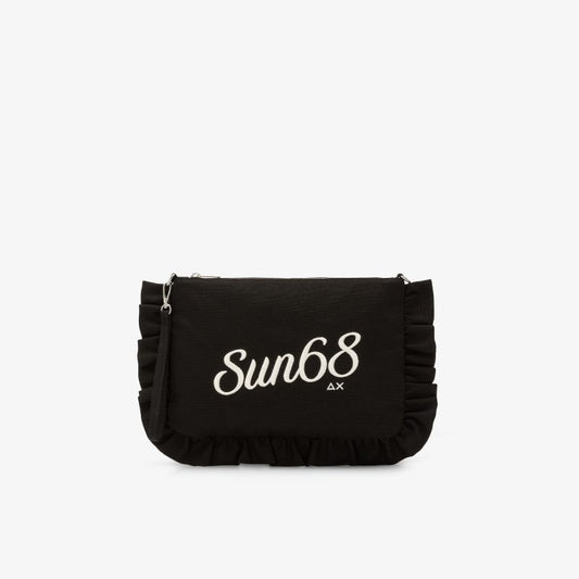 Pochette in tela di cotone con rouches nero Sun68