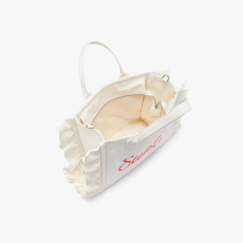 Shopping bag Cali media in tela di cotone bianco panna Sun68