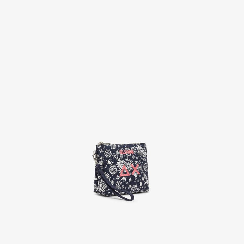 Pouch in tela di cotone stampato blu navy Sun68