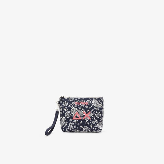 Pouch in tela di cotone stampato blu navy Sun68
