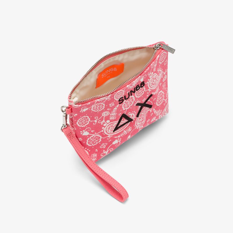 Pouch in tela di cotone stampato fucsia Sun68
