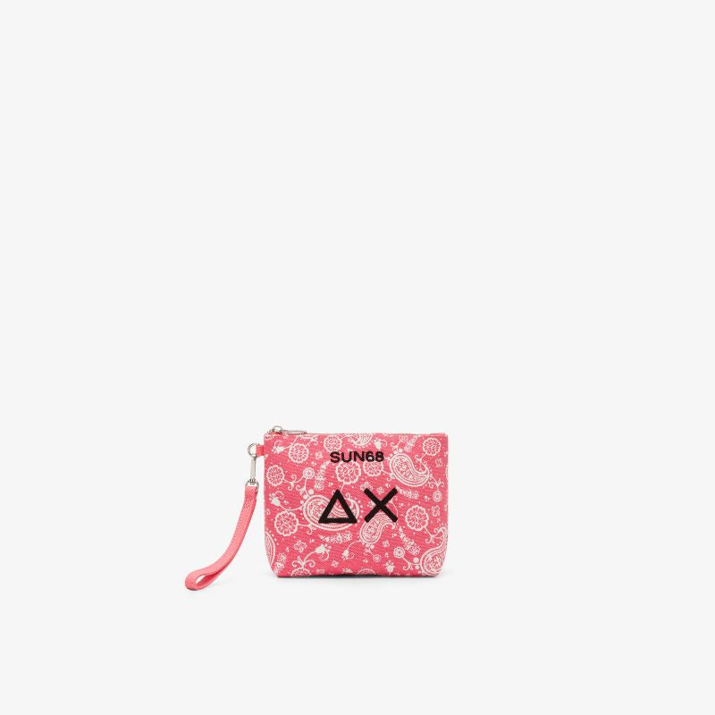 Pouch in tela di cotone stampato fucsia Sun68