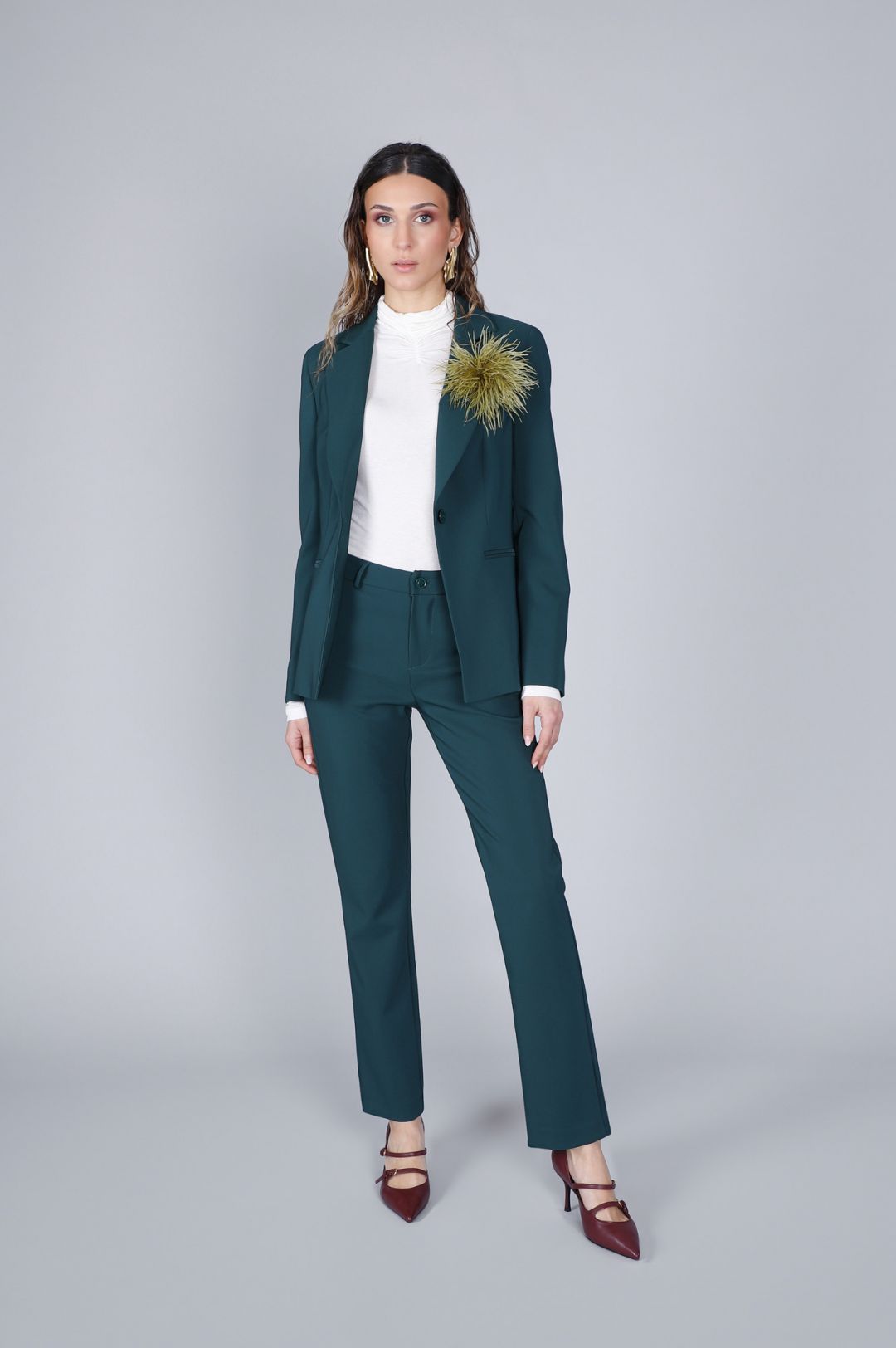 Giacca monopetto tessuto tecnico verde Cafè Noir