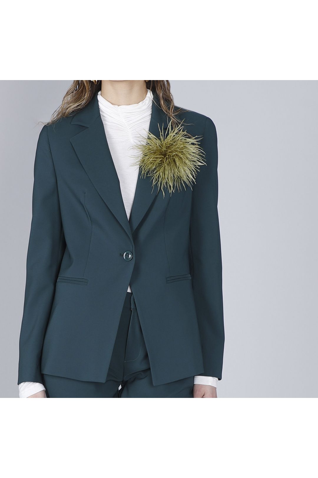 Giacca monopetto tessuto tecnico verde Cafè Noir