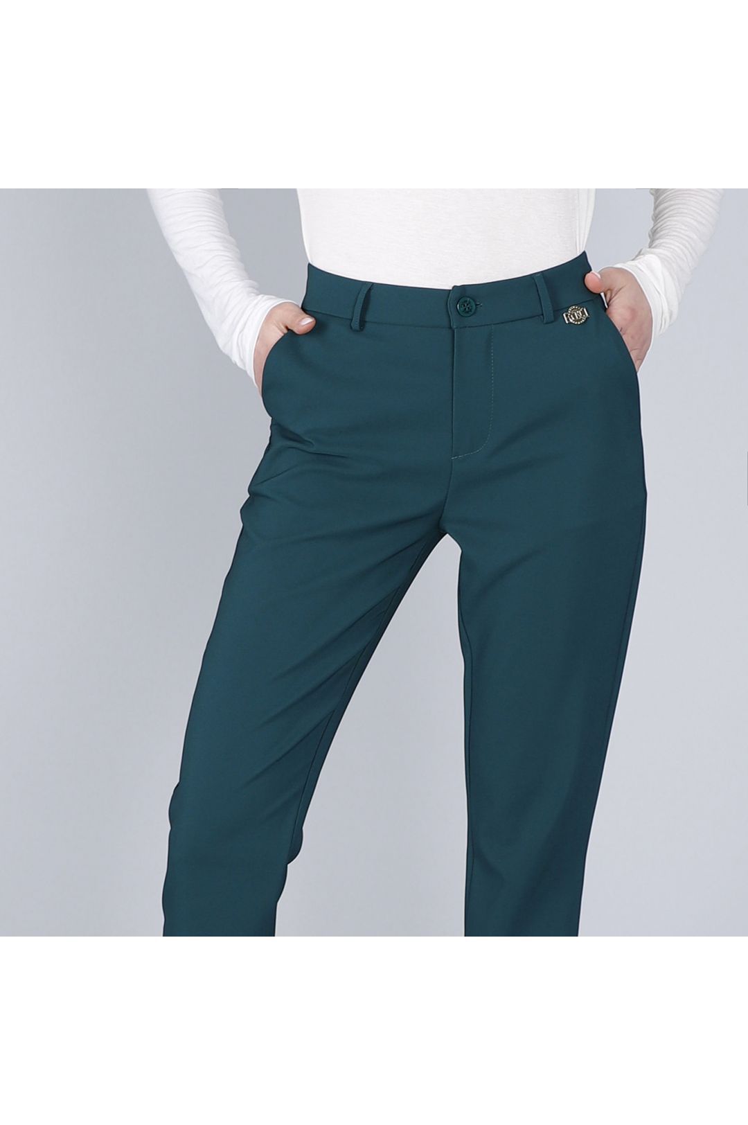 Pantaloni chino tessuto bistretch verde Cafè Noir