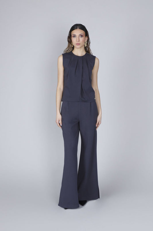 Top con pieghe allo scollo antracite Cafè Noir