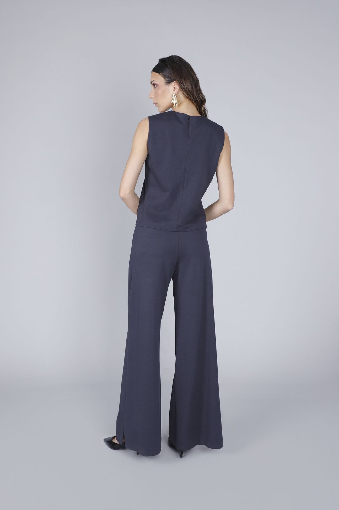 Top con pieghe allo scollo antracite Cafè Noir