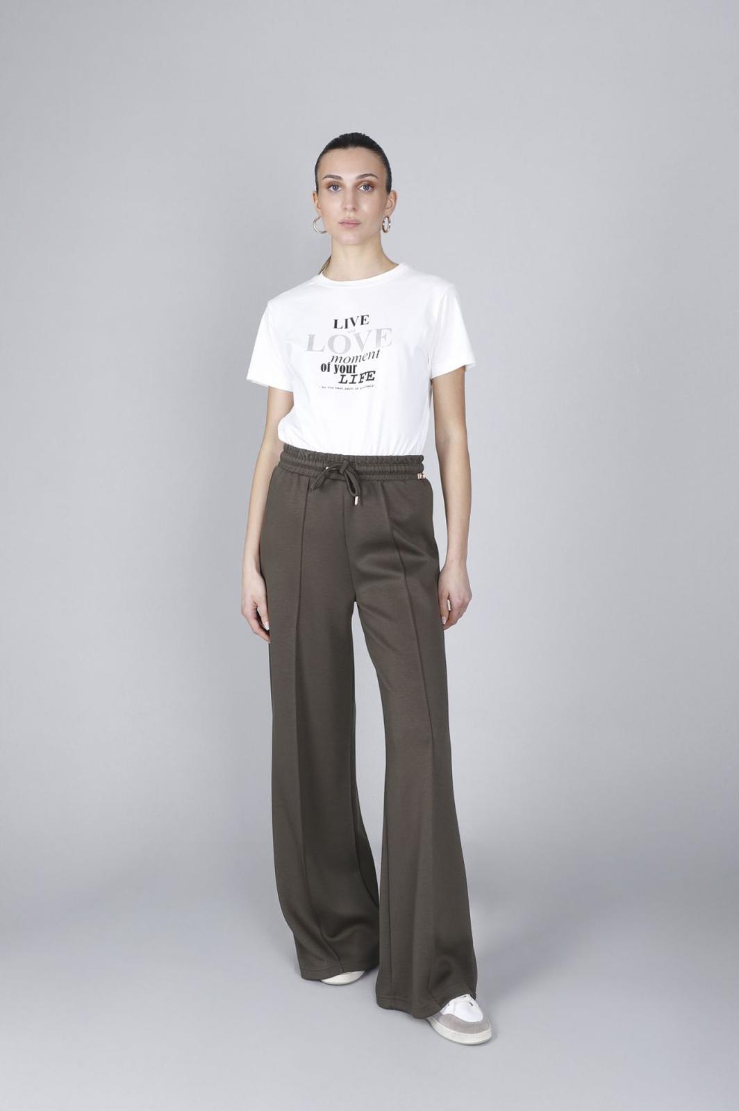 Pantaloni palazzo in scuba militare Cafè Noir