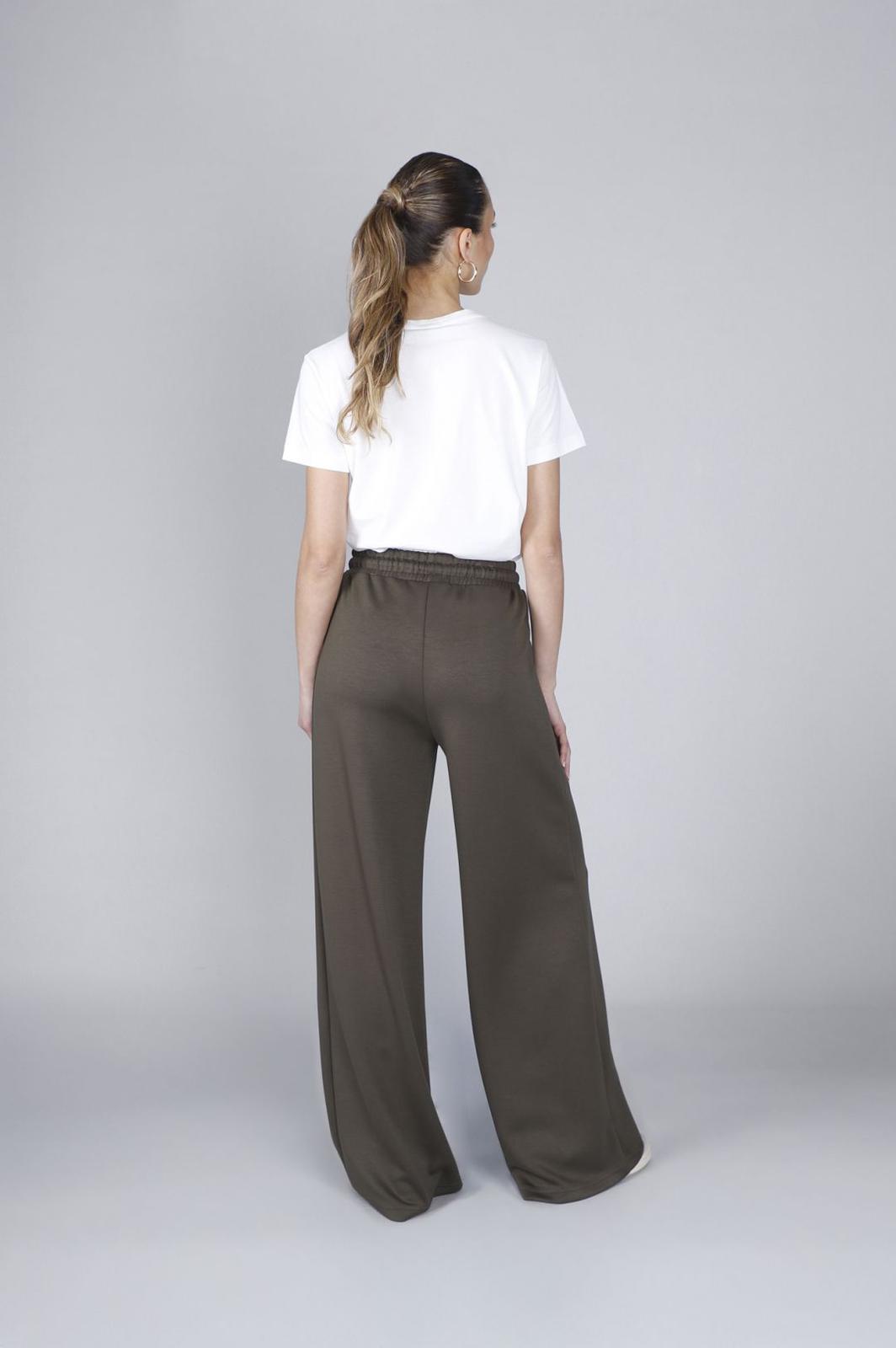 Pantaloni palazzo in scuba militare Cafè Noir