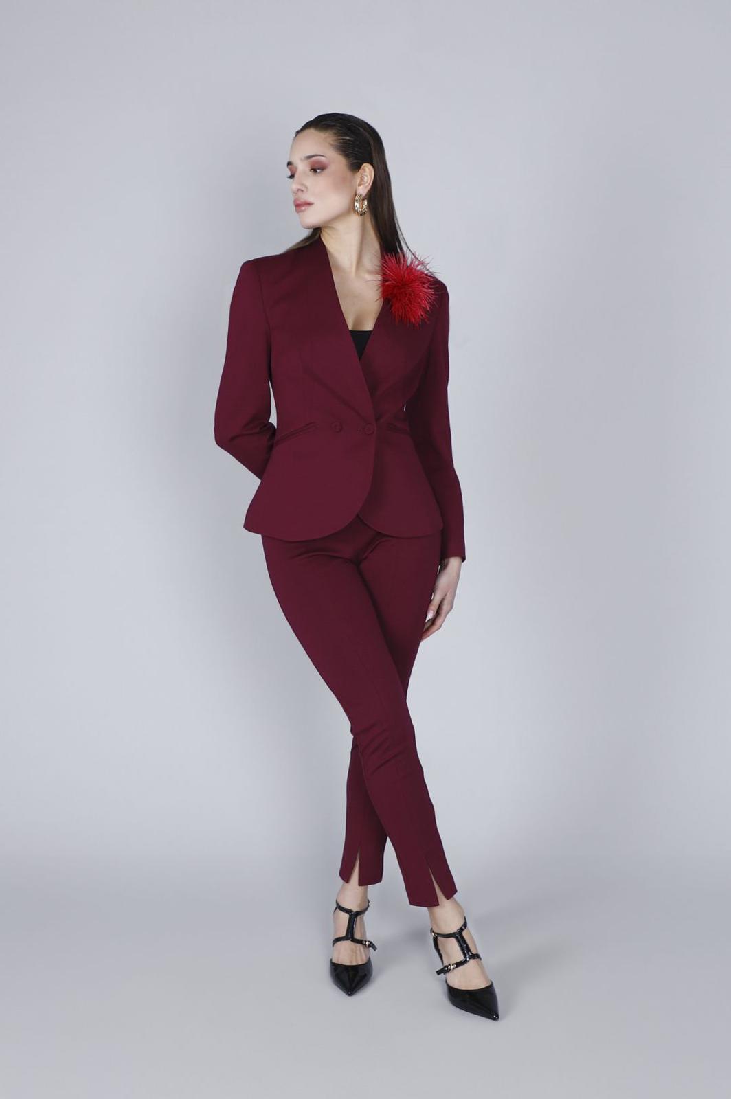 Giacca doppiopetto collo sciallato burgundy Cafè Noir