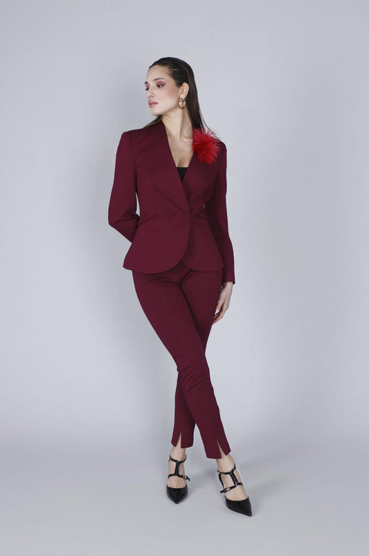 Giacca doppiopetto collo sciallato burgundy Cafè Noir